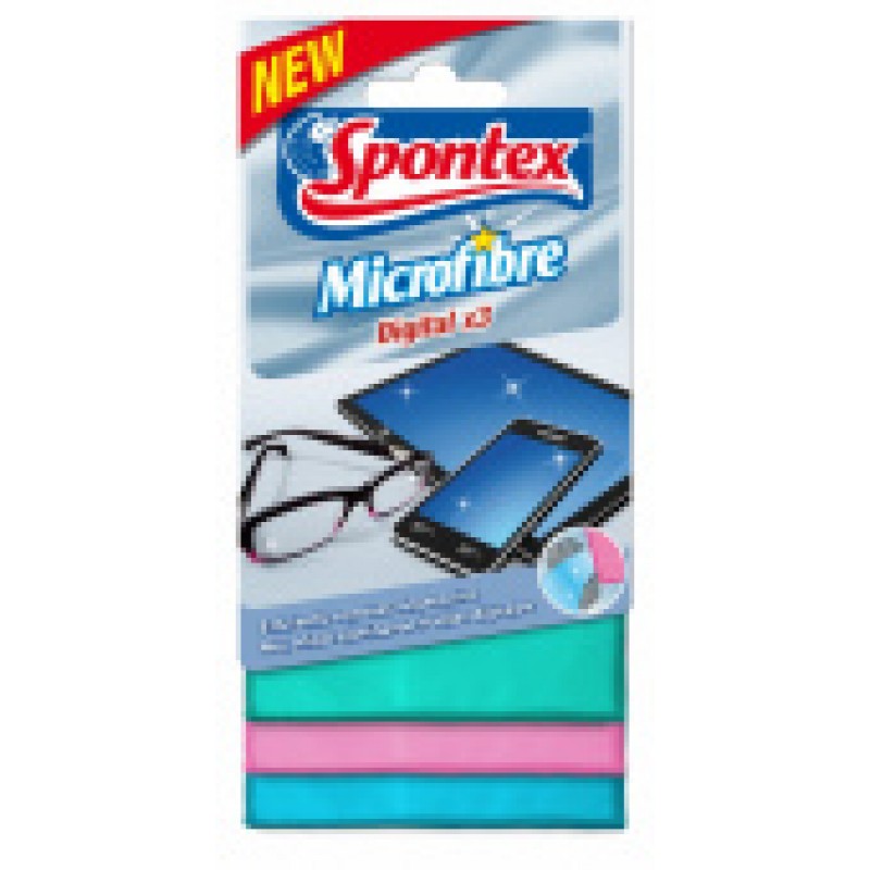 Набор тряпок из микрофибры для очков, компьютера Spontex Microfibre Digital 3шт.