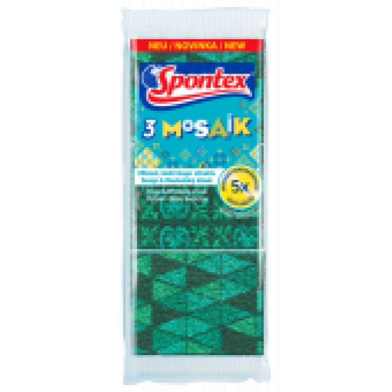 Губка кухонная из поролона с оригинальным рисунком Spontex MOSAIC 3шт.